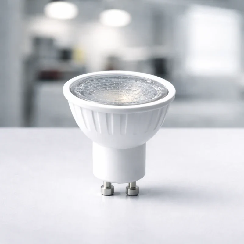 LED-Leuchten mit unterschiedlichen Abstrahlwinkeln in technischer Hallenbeleuchtung