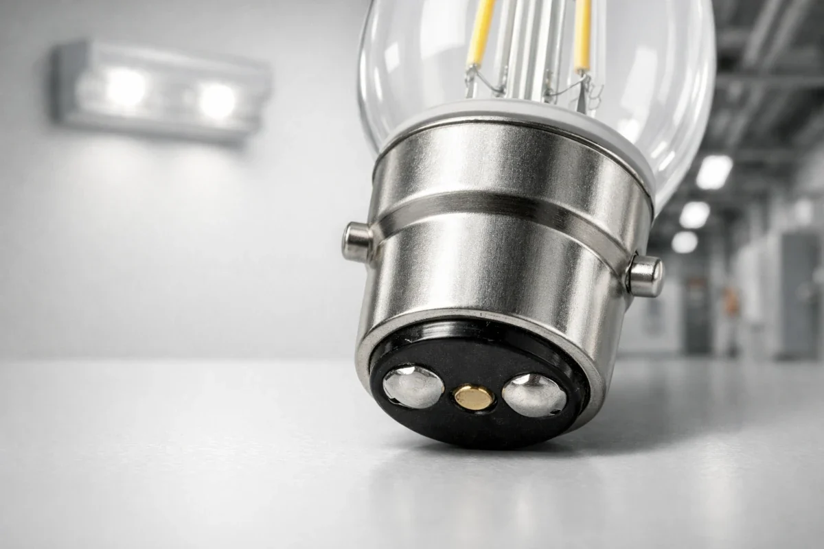 B22 LED-Leuchtmittel mit Bajonettsockel und Raststiften für Notbeleuchtung im Bestand