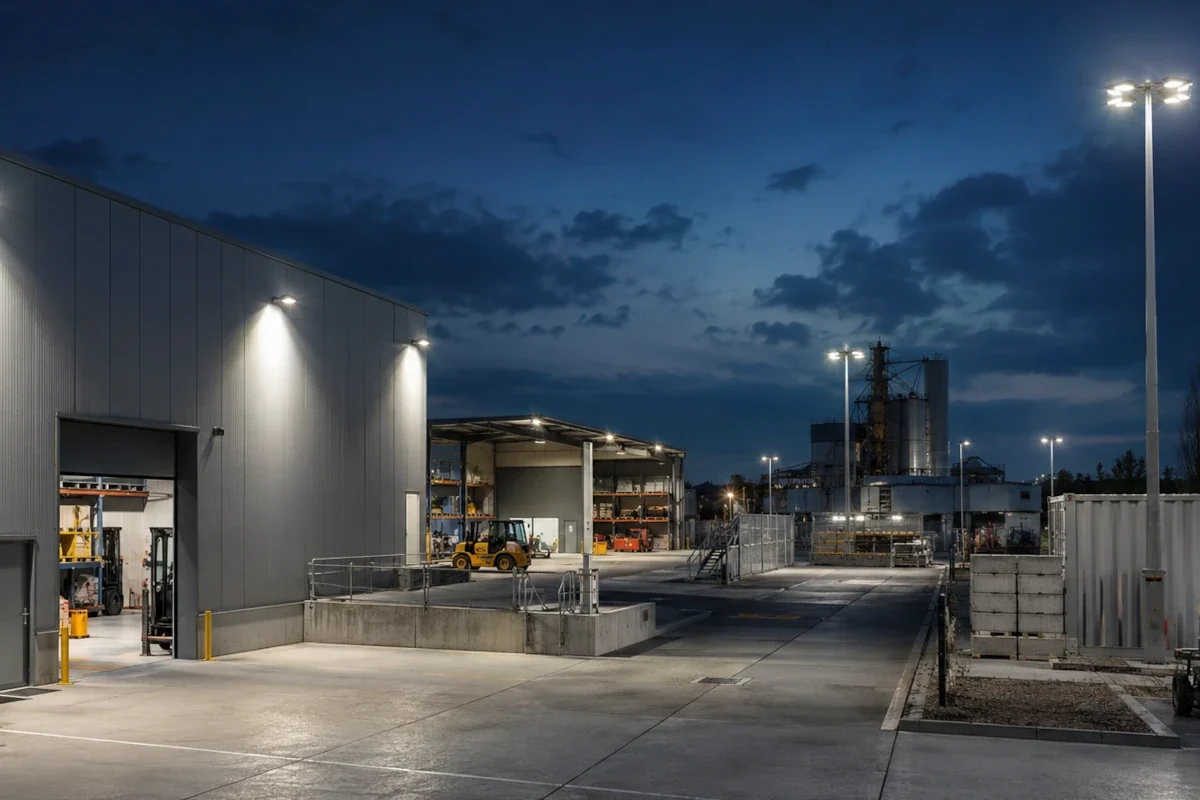 LED Flutlichtstrahler Sachsen Sachsen-Anhalt für Industrie Baustelle Lager und Außenbereiche prüfen LED Flutlichtstrahler über Industriefläche, Baustellenbereich, Lagerzone und Zufahrt in Sachsen und Sachsen-Anhalt