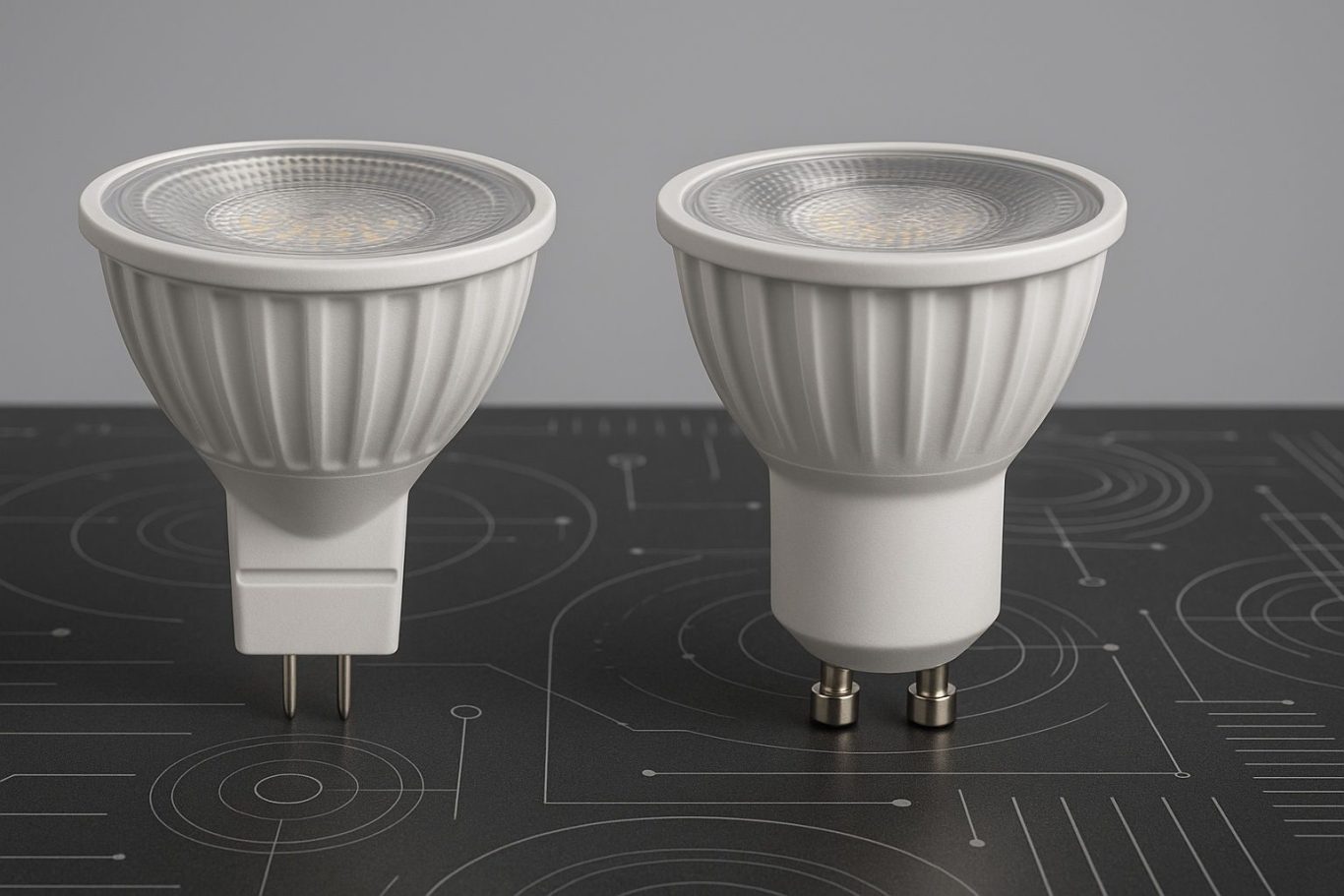GU5.3 und GU10 LED-Leuchtmittel im Vergleich – Unterschied der Sockeltypen erklärt – Hero-Bild DC-Lampen