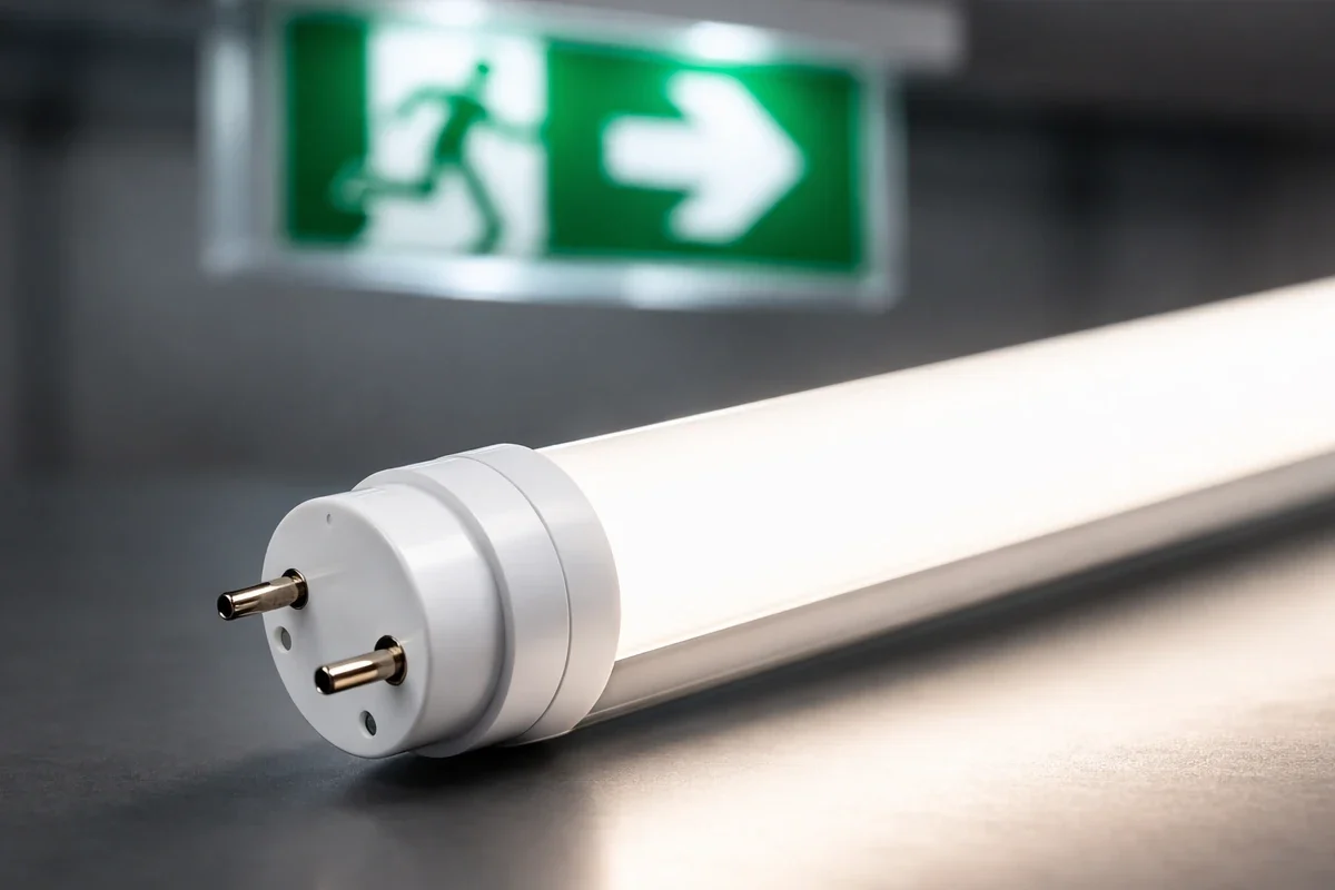 T8 LED Retrofit Röhre in Industrieanlage zur Umrüstung von Notbeleuchtung