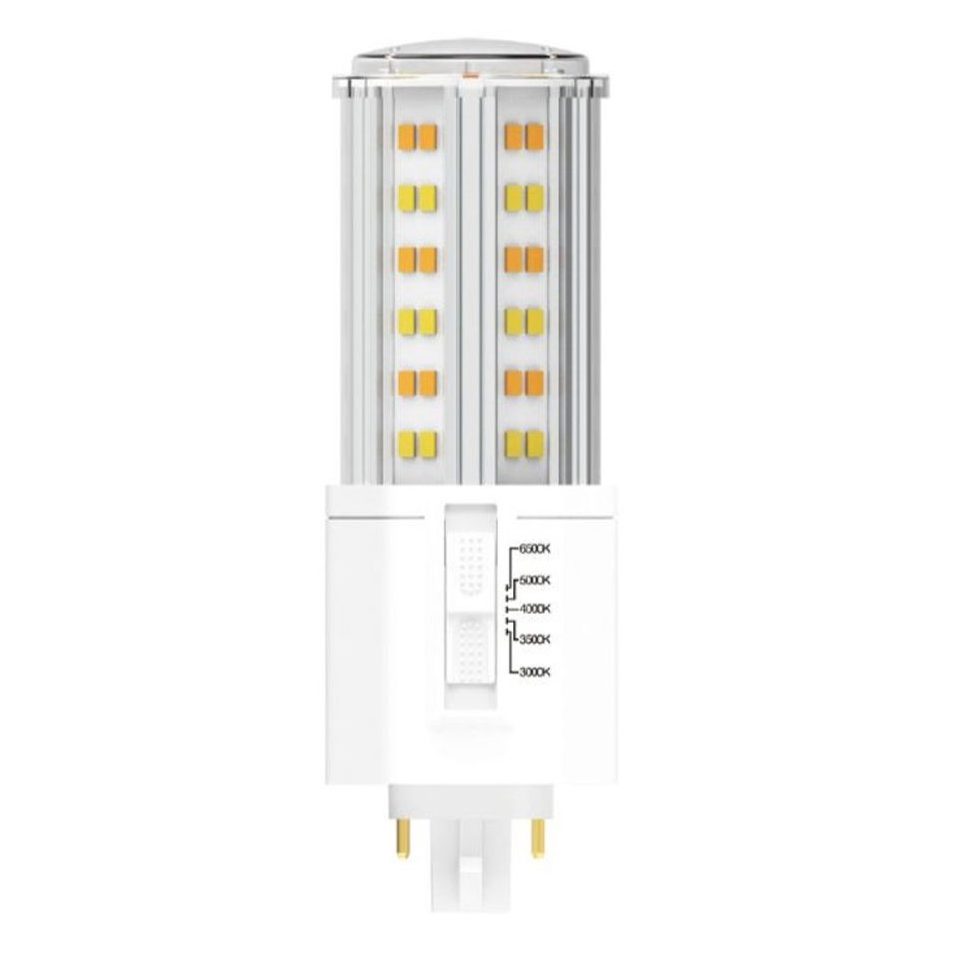 LED-Ersatz für 4-polige Kompaktleuchtstofflampen prüfen LED-Ersatz für 4-polige Kompaktleuchtstofflampe in einer geöffneten technischen Bestandsleuchte