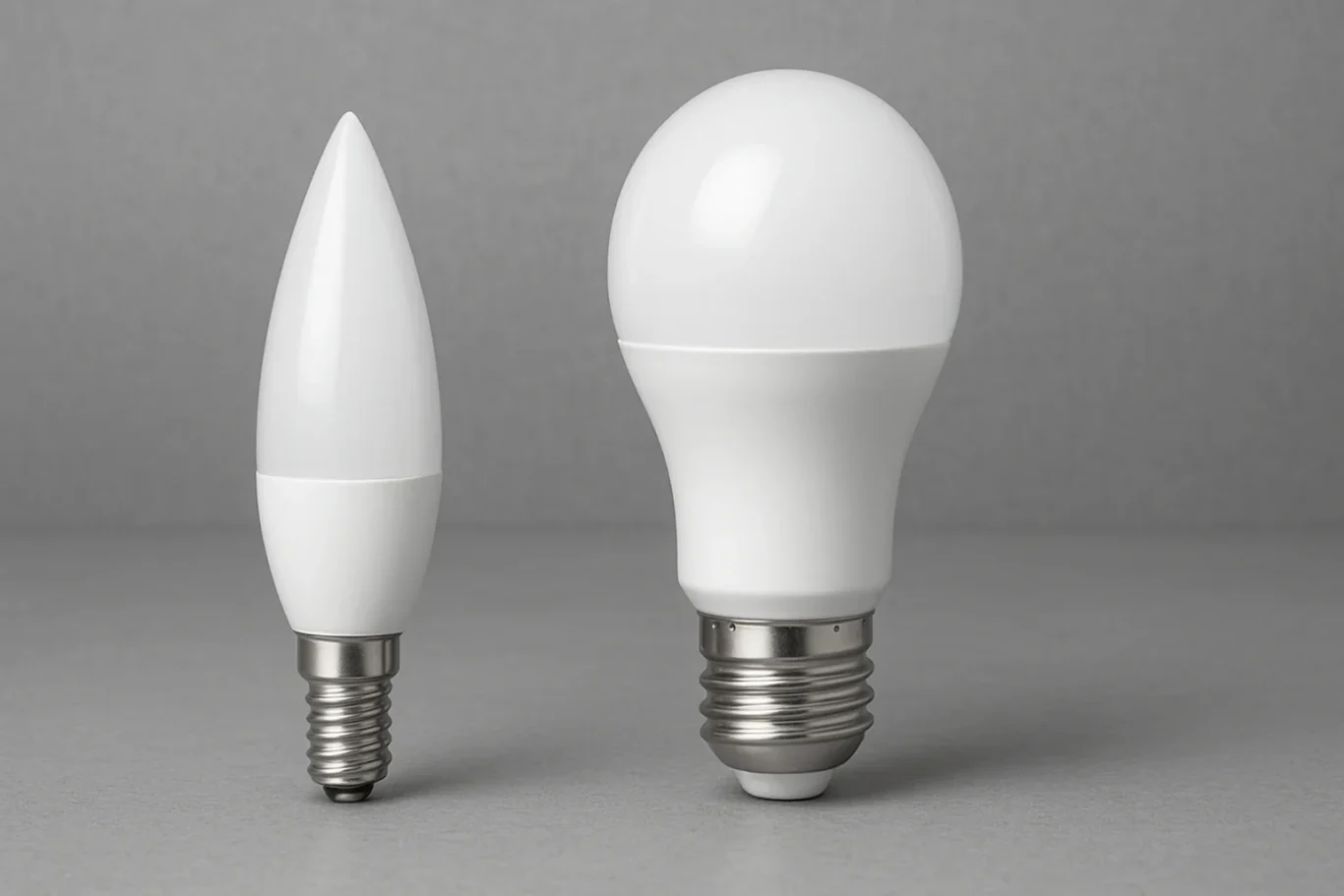 Vergleich zwischen E14- und E27-LED-Lampen – Darstellung der unterschiedlichen Sockelgrößen und Bauformen