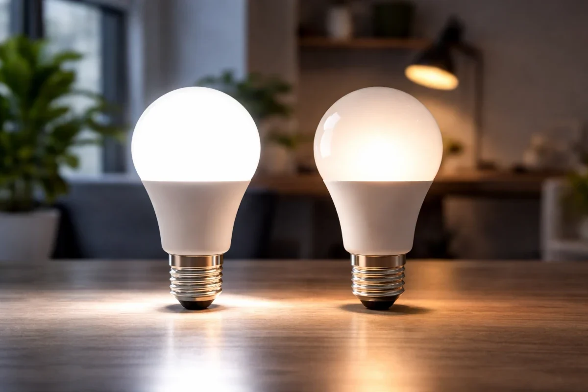 LED Lampen Vergleich mit unterschiedlicher Helligkeit zur Darstellung von Lumen und Watt