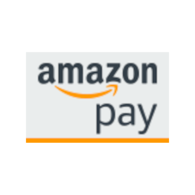 Logo von Amazon Pay mit orangefarbenem Akzent.