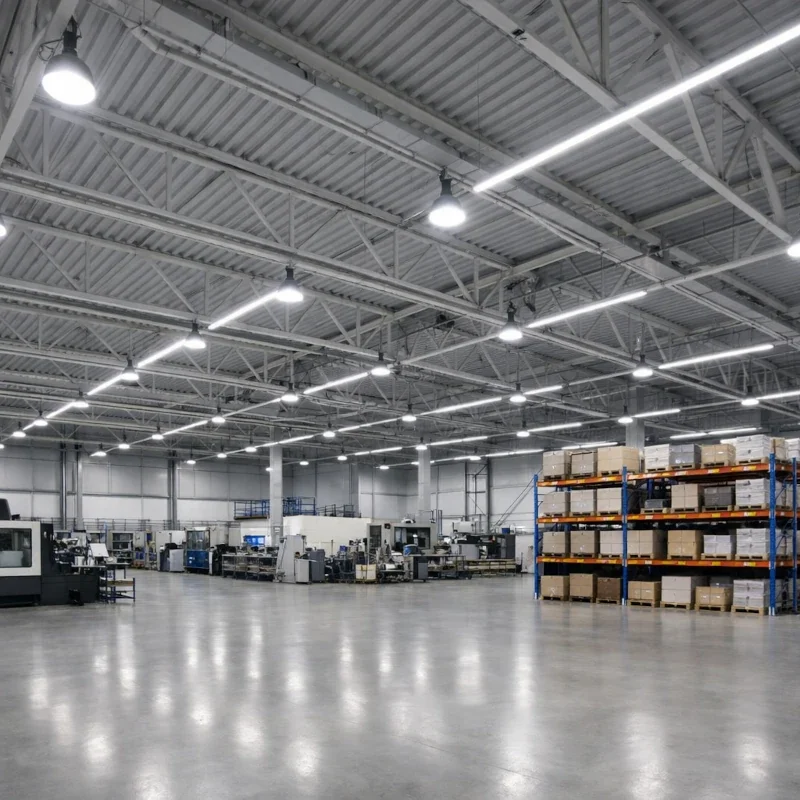 LED-Leuchte mit hoher Lichtausbeute in technischer Industriebeleuchtung
