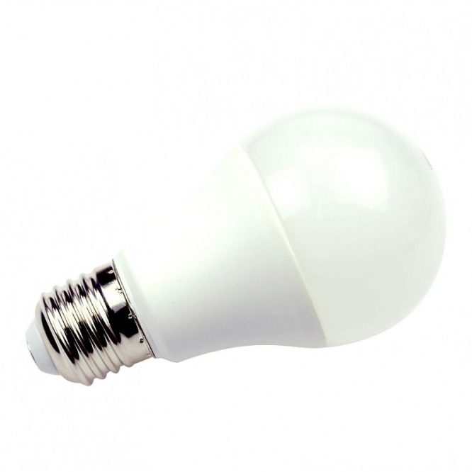 Weiße LED-Lampe mit E27-Fassung.