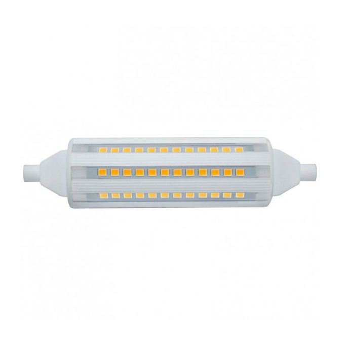 Lange LED-Leuchte mit mehreren gelben Lichtstreifen und zwei Enden.
