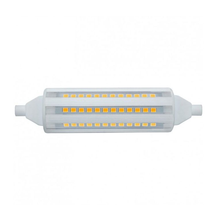 LED-Röhrenlampe mit mehreren Leuchtdioden in einem weißen Gehäuse.