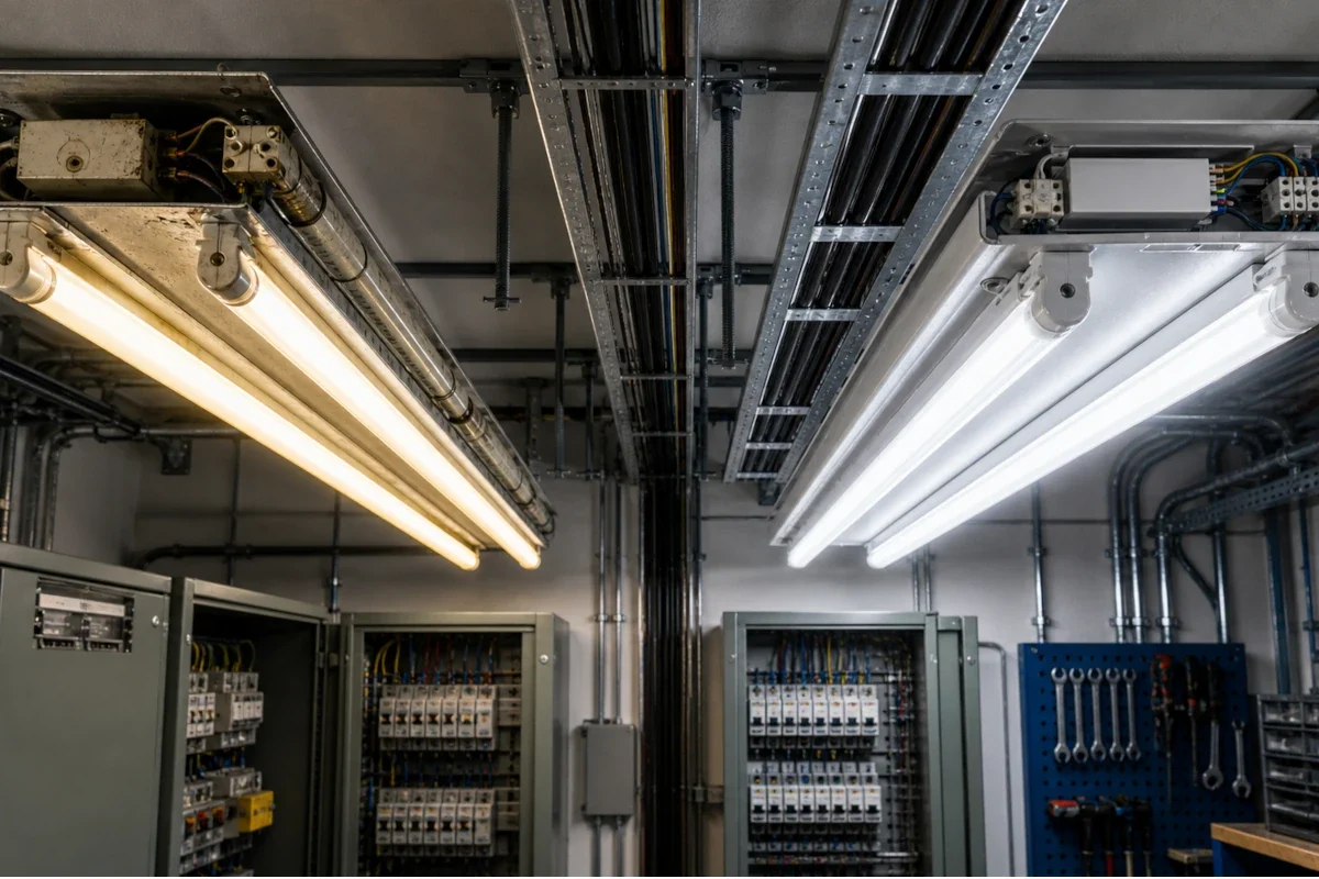 LED Retrofit Röhren in industrieller Beleuchtungsanlage