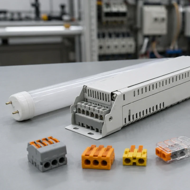 KVG VVG und EVG Vorschaltgeräte mit LED-Röhre auf technischer Prüfbank
