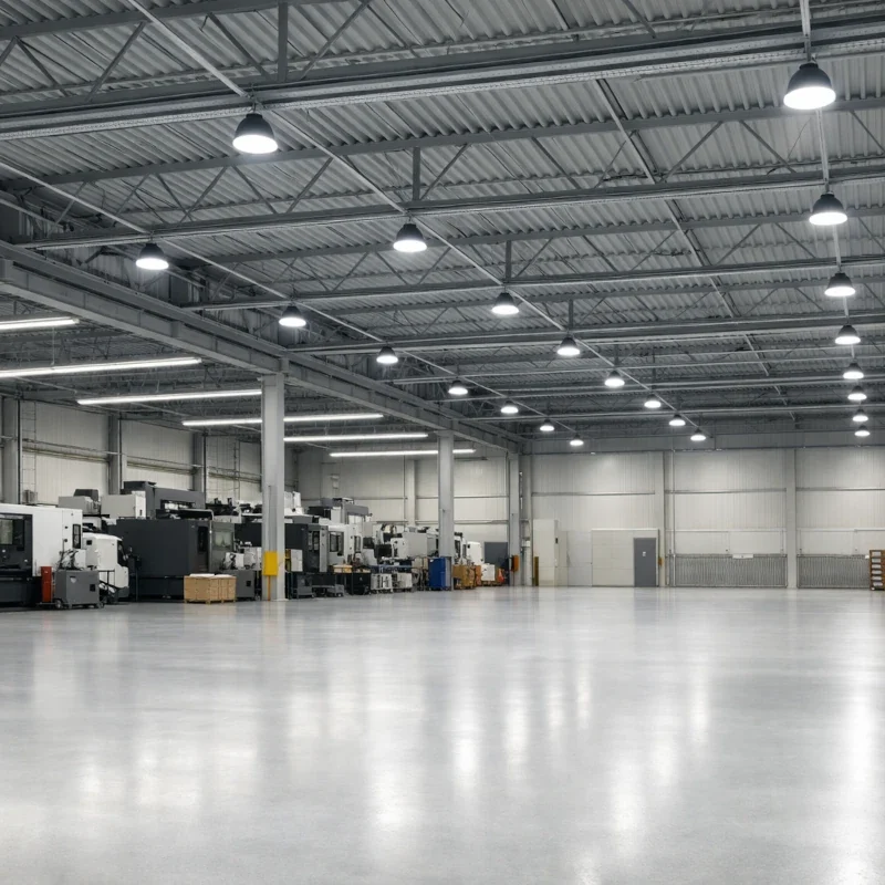 LED Hallenbeleuchtung in Industriehalle zur Lux-Berechnung und Lichtplanung