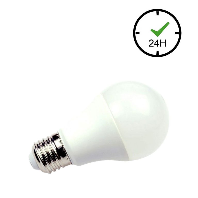 Energiesparende LED-Lampe mit E27-Sockel und 24 Stunden Betriebsdauer.