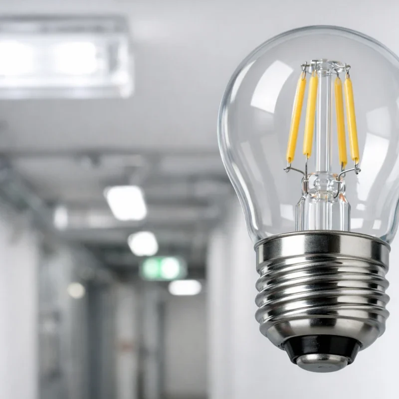 Kompaktleuchtstofflampe mit Stecksockel als Bestandsleuchtmittel in Notbeleuchtung