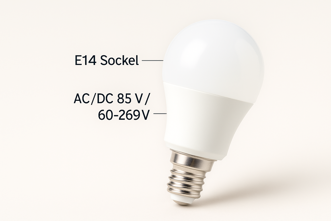 E14-Fassung LED-Lampe mit AC/DC 85-269V, 60- den 60- und 270-Volt.