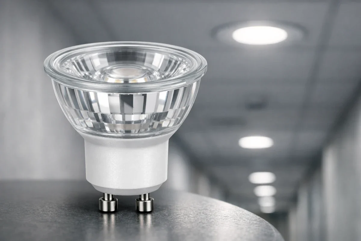 GU10 LED-Spot mit Bajonett-Sockel in Decken-Einbauspot für Notbeleuchtung