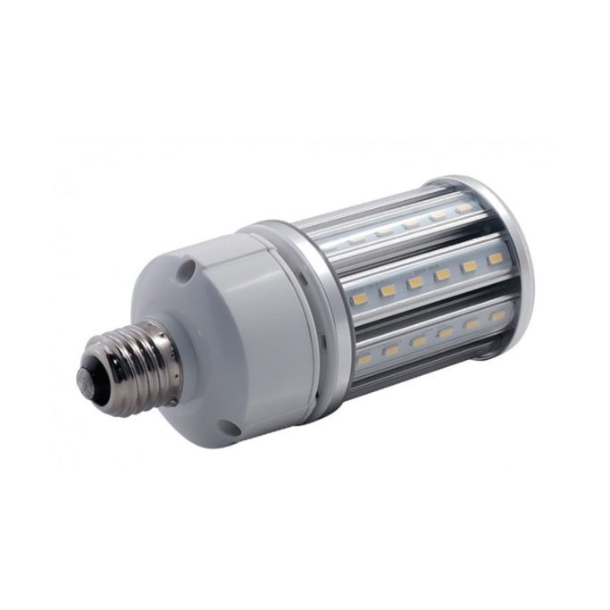LED-Straßenlampe mit E27-Sockel und länglichem Design für effiziente Beleuchtung.